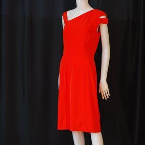 Thierry Mugler Tangelo Orange Shoulder Accented Dress - France